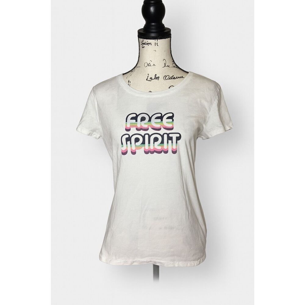 GAP Free Spirit Graphic Tee White T-Shirt Women’s Size L Cotton Retro Print